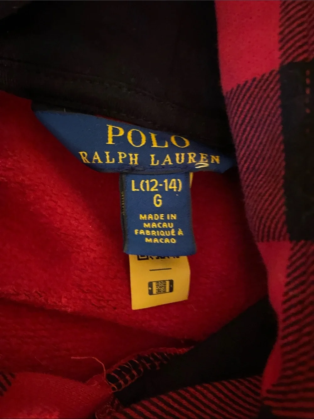 Ralph Lauren Red & Black Buffalo Plaid Polo Bear Hoodie
